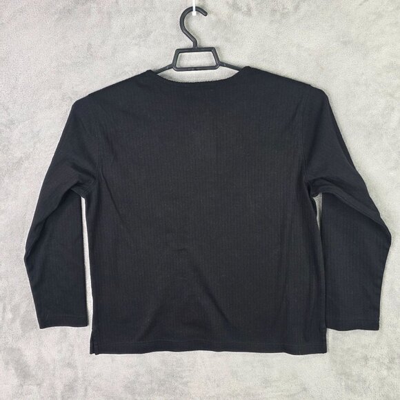 Womens Rebecca Malone Black Henley Shirt Long Sleeve Cotton Polyester Blend L - Picture 3 of 6